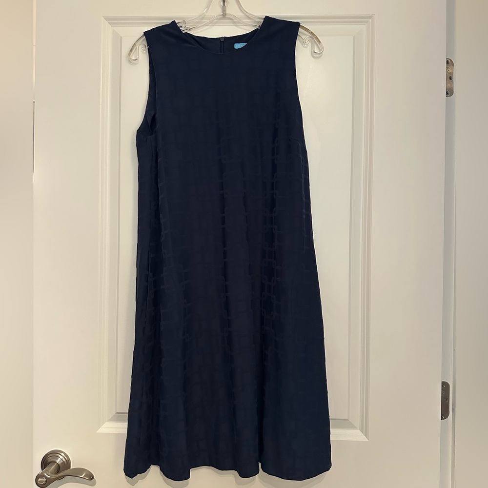 J. McLaughlin Catalina Cloth Shift Knee Length Dress Navy - Size L
